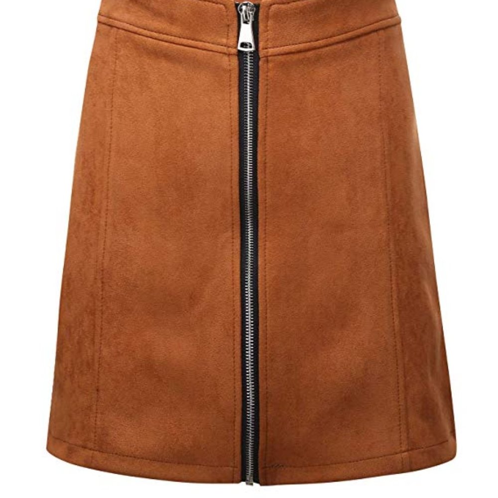 Suede Mini Brown Skirt